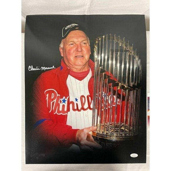 Charlie Manuel signed autograph Philadelphia Phillies 16x20 photo JSA#WIT649477 - Picture 1 of 3